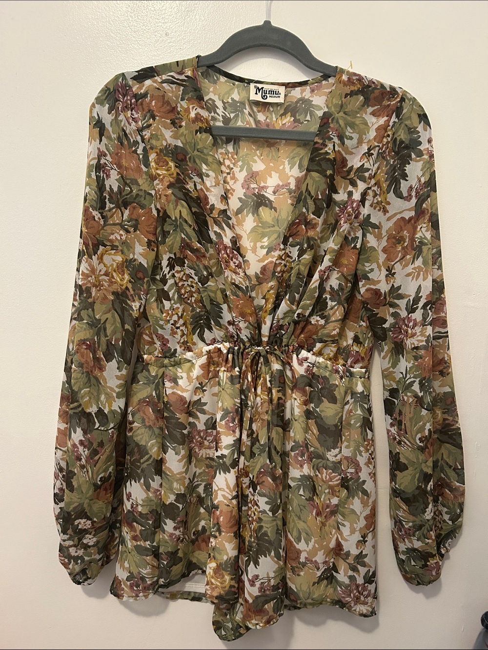 Show Me Your MuMu Olive Green Floral V-Neck Romper